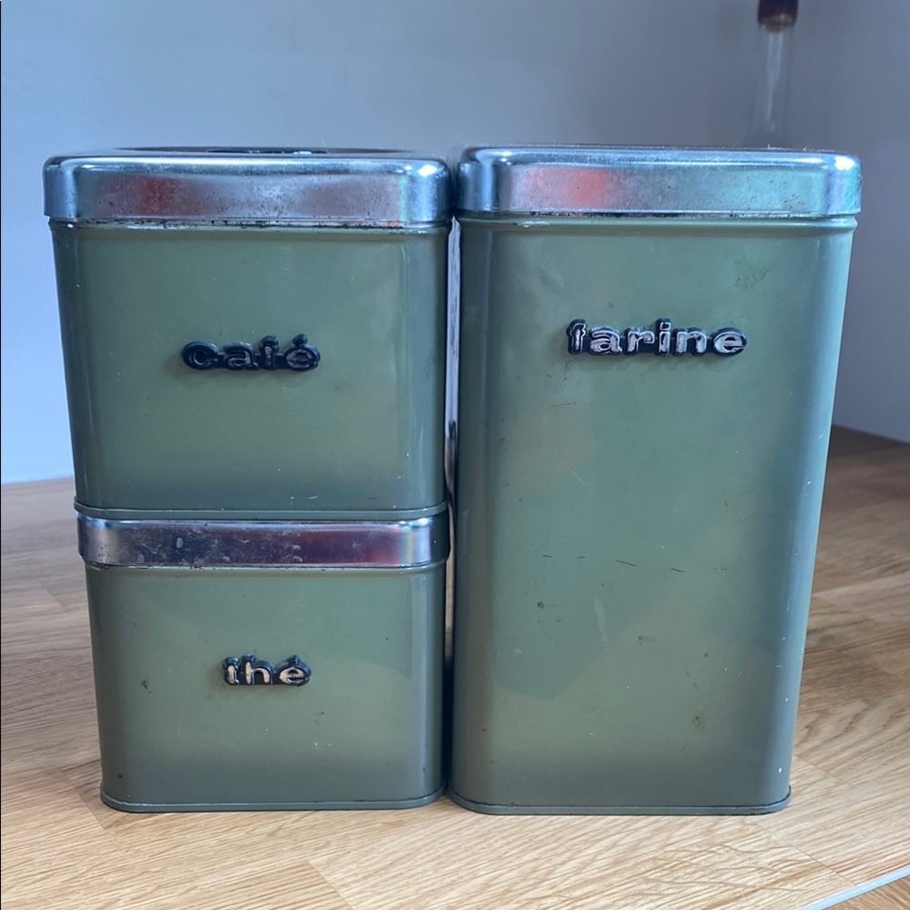 Vintage Metal Kitchen Canister Set